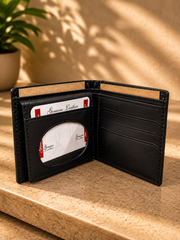 Premium Crocodile Texture Leather Wallet – Black