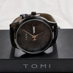 Tomi Black Dial Black Strap Classic Watch