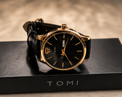 Tomi Black & Gold Classic Edition Watch