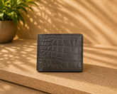 Premium Crocodile Texture Leather Wallet – Black