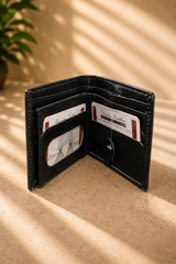 Premium Black Genuine Leather Bifold Wallet