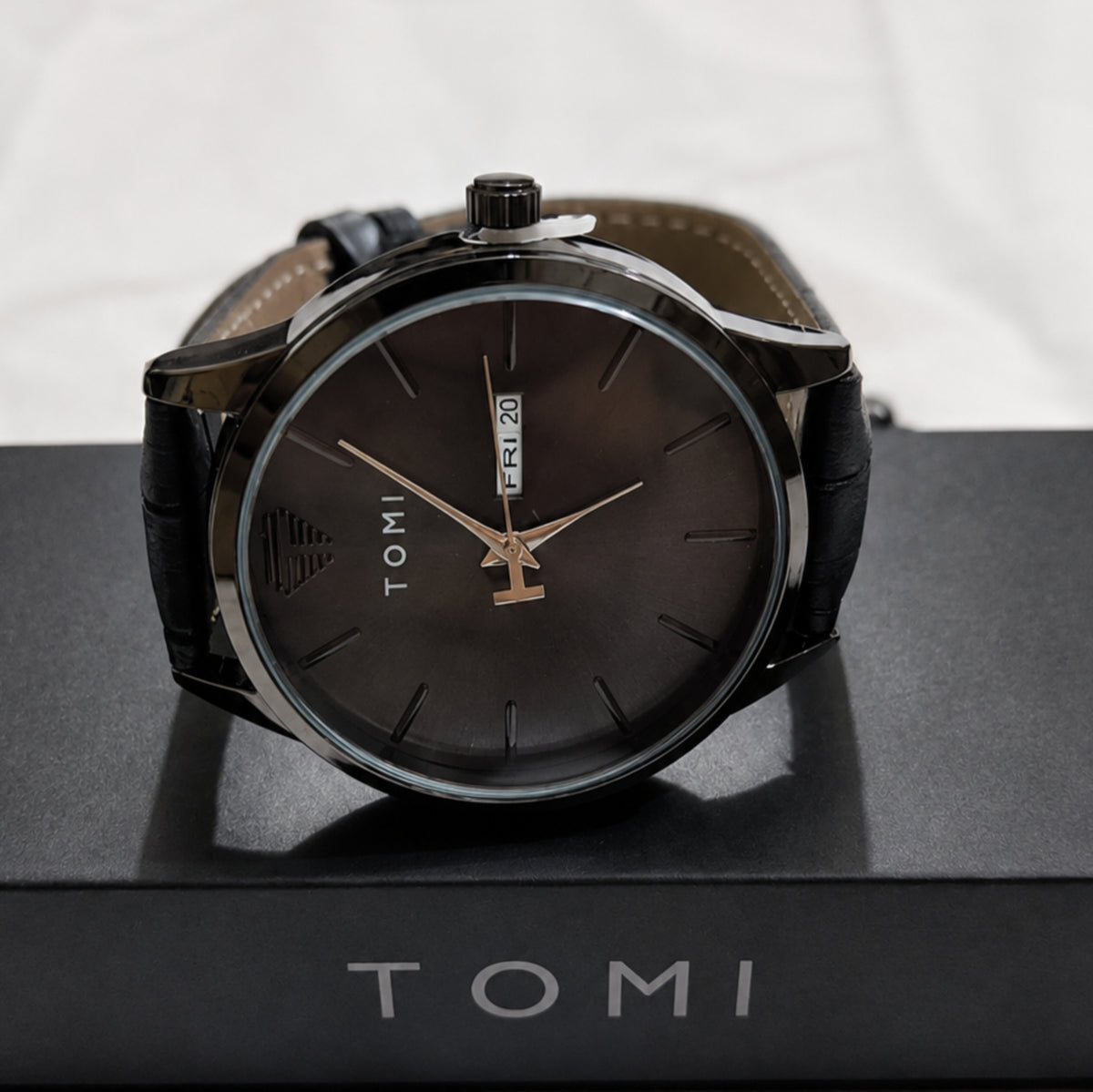 Tomi Black Dial Black Strap Classic Watch