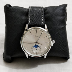 Tomi Moonphase White Dial Black Strap Watch