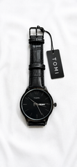 Tomi Black Dial Black Strap Classic Watch