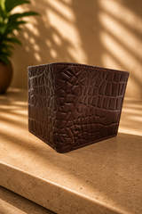 Premium Crocodile Texture Leather Wallet – Brown